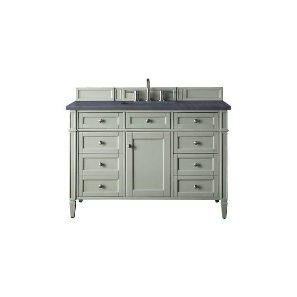 James Martin Vanities Brittany 48in Single Vanity, Sage Green w/ 3 CM Charcoal Soapstone Quartz Top 650-V48-SGR-3CSP - main